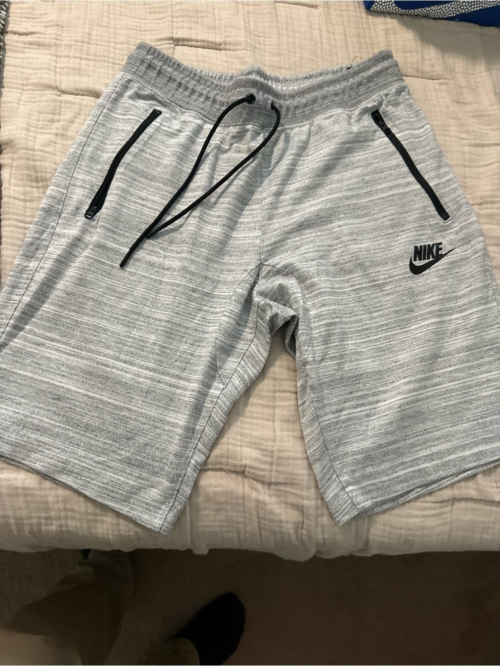 Nike Men's Grey Athletic Shorts with Black Accents